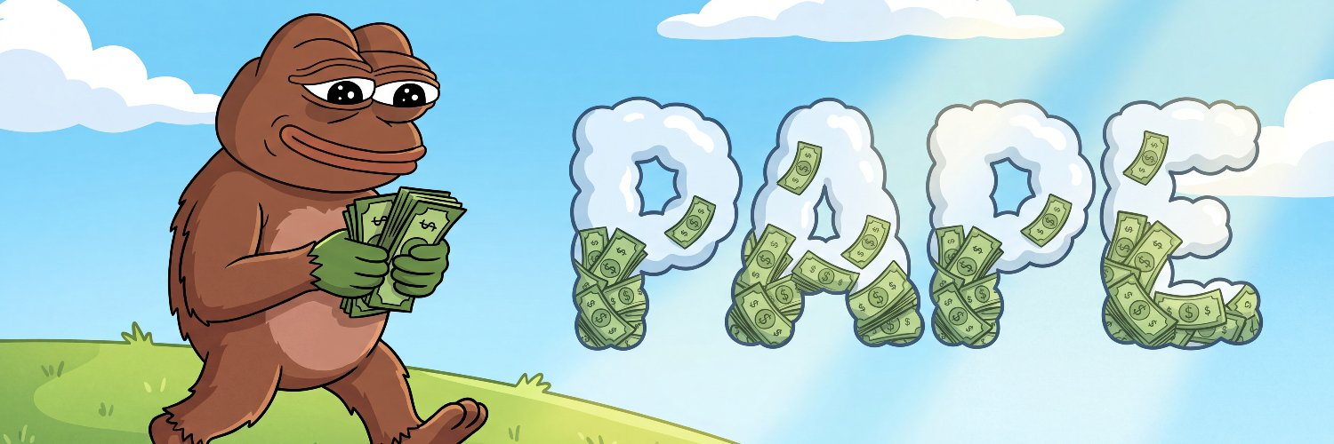 PAPE banner with ape holding cash and cloud PAPE letters